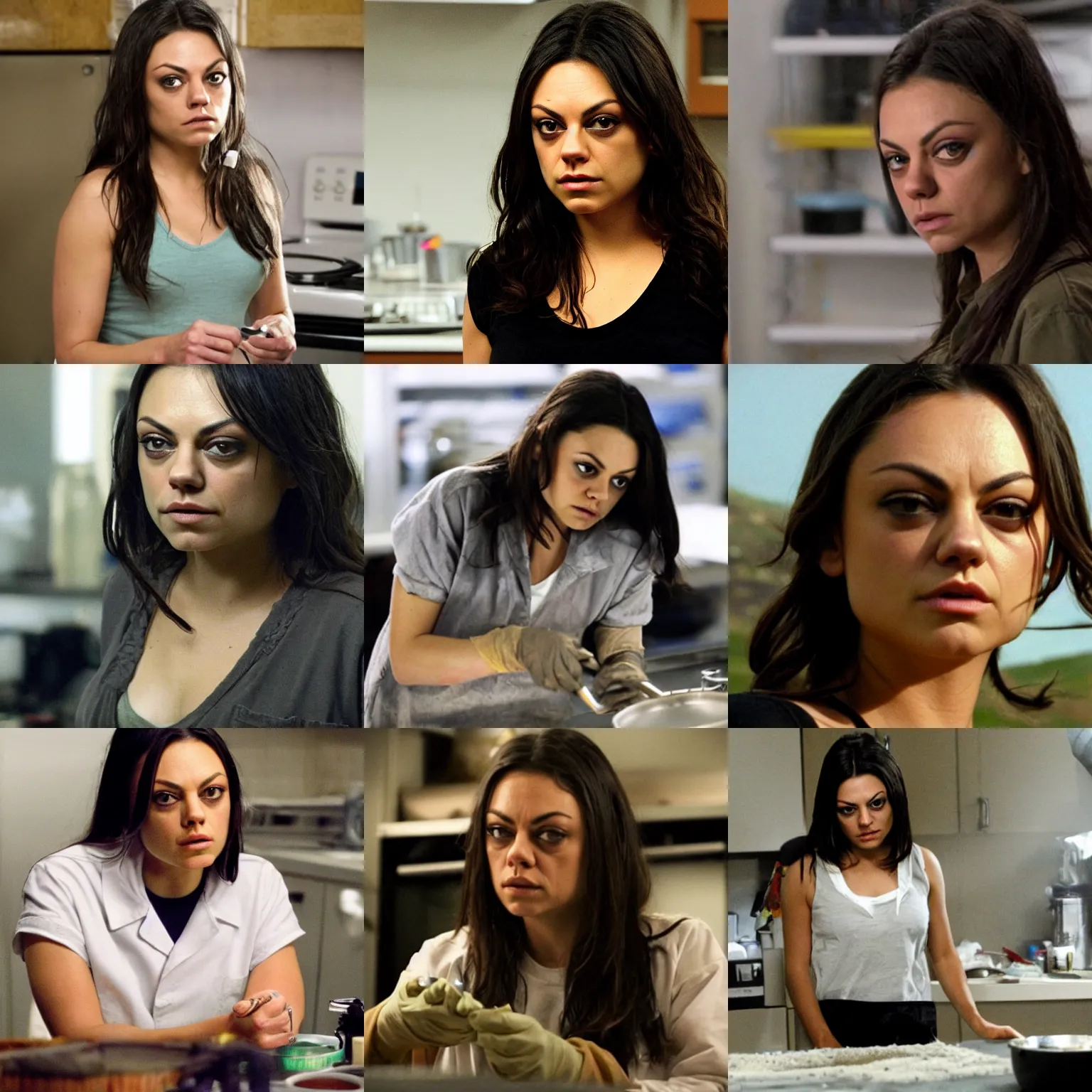 Prompt: mila kunis cooking meth in breaking bad