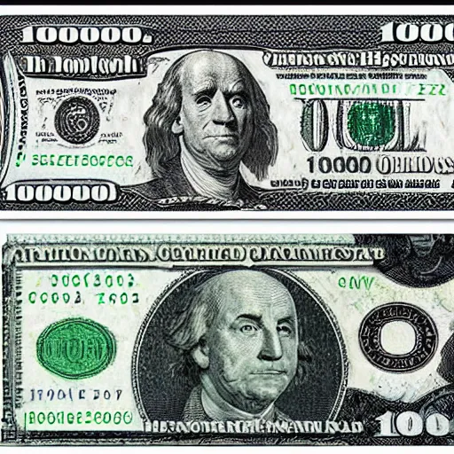 Image similar to ultra realistic 100 dollars bill with Bender in the middle.