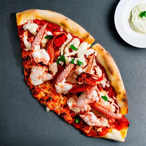 Image similar to an entire lobster on top of a pizza