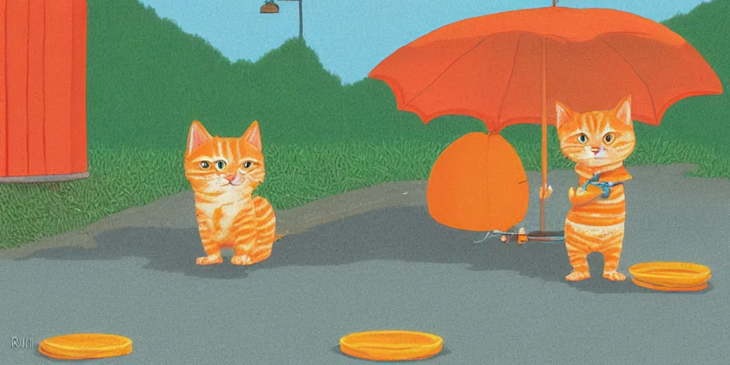 Image similar to an orange tabby kitten waiting in the rain in chuncheon by richard scarry