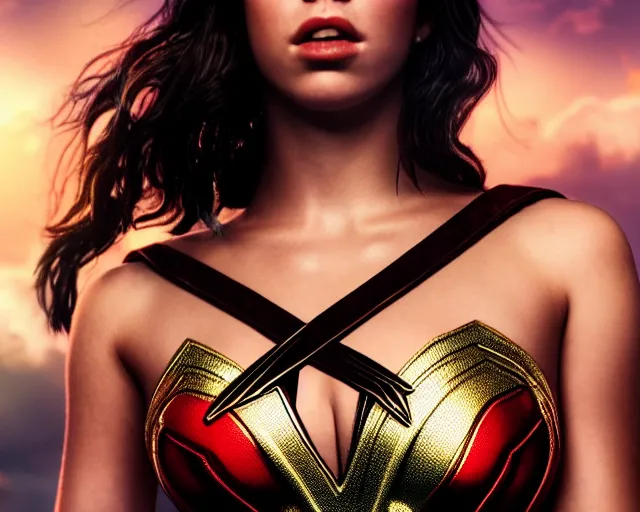 Prompt: Dua Lipa As Wonder Woman, Playboy Centerfold, Full Figure, 8K, octane render, HDR, photorealistic, volumetric lighting, Hyperrealistic-H 960