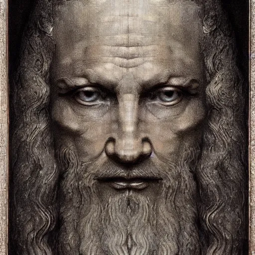 Prompt: Intricate five star Draconic facial portrait by Leonardo da vinci, oil on canvas, high detail, matte finish, photo realistic, hyperrealism, high contrast, 3d depth, masterpiece, vivid colors, artstationhd