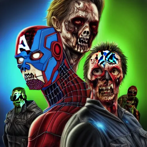 Image similar to a portrait of the avengers as zombies, highly detailed, digital photo, hdri, by christopher bretz and john carpenter, vivid colors, high contrast, 8 k resolution, intricate, photorealistic, smooth, psychedelic color scheme, concept art, award winning, cg society contest winner