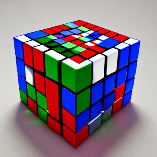 Prompt: a rubix cube made of light