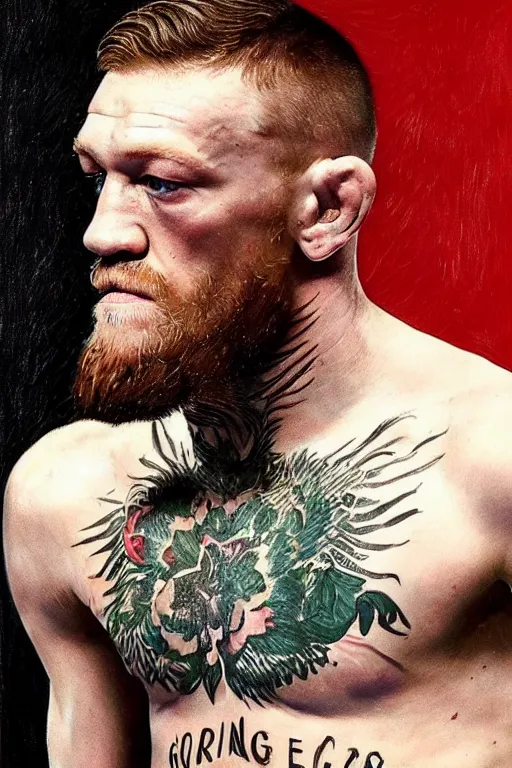 Image similar to connor mcgregor by caravaggio, mma fighter glamour shot