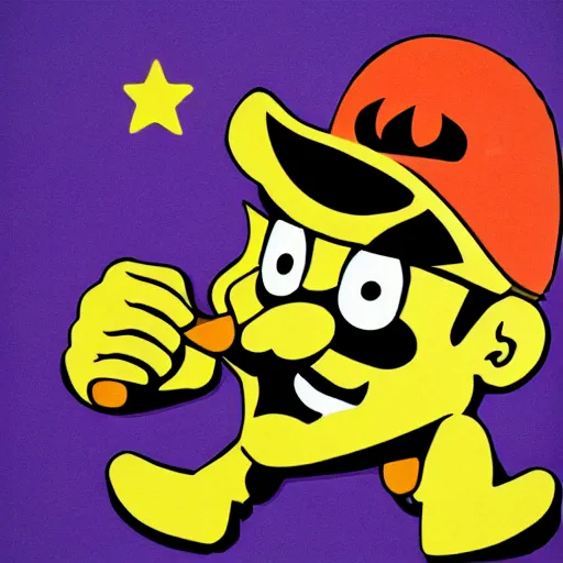 Image similar to wario eating a hot dog stencil art