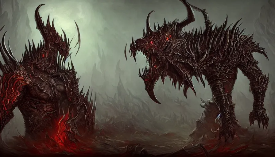 Image similar to concept art of a new diablo 4 creature , scary , detailed