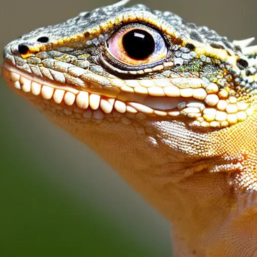 Prompt: lizard smiling