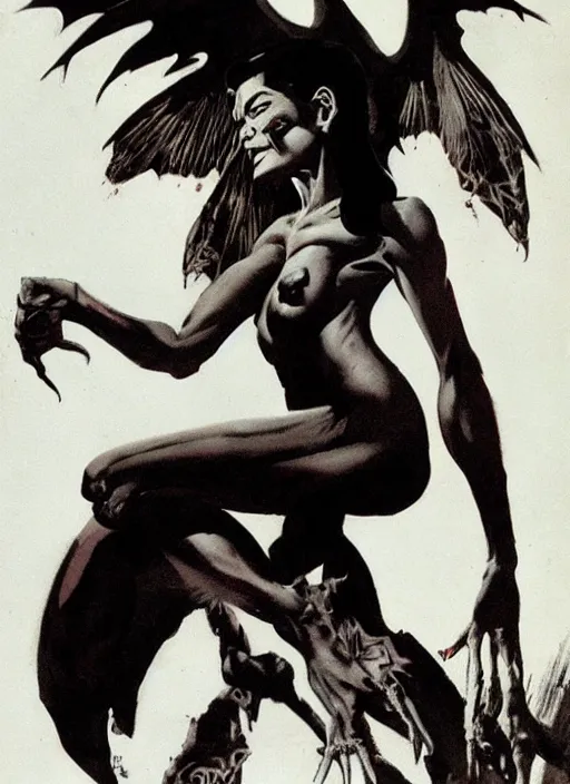 Image similar to manananggal, filipino vampire, strong line, deep color, beautiful! coherent! by frank frazetta, high contrast