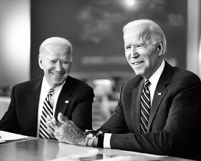 Image similar to president joe biden face to face with president joe biden, nikon 3 5 mm, photograph