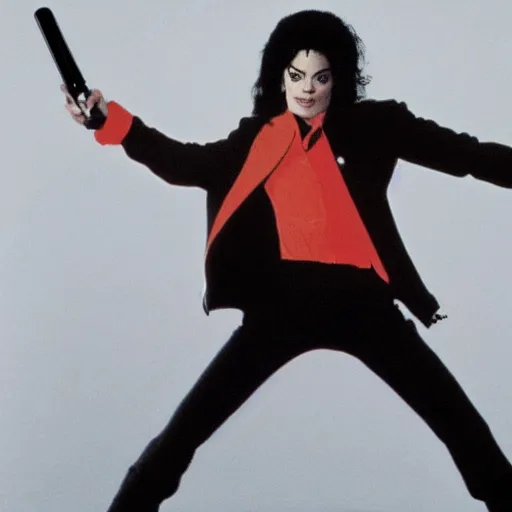 Prompt: Michael Jackson dancing with a lightsaber in Mars