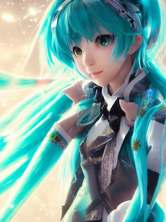 Prompt: portrait art of hatsune miku 8 k ultra realistic, lens flare, atmosphere, glow, detailed, intricate, full of colour, cinematic lighting, trending on artstation, 4 k, matte, hyperrealistic, focused, extreme details, unreal engine 5, cinematic, masterpiece