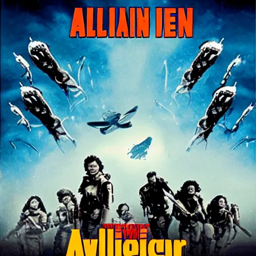 Prompt: movie poster of alien war
