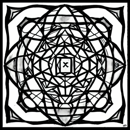 Image similar to platonic solids, sacred geometry, ink drawings, high detail, 8 k