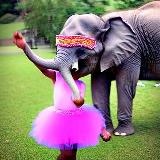 Image similar to photo of dancing elephant with tutu