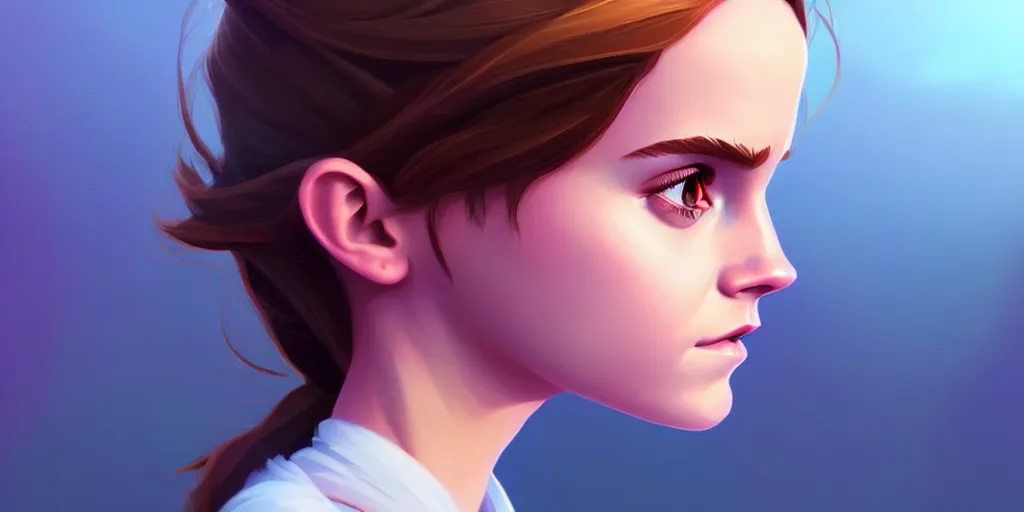 Image similar to portrait of Emma Watson, mattepainting concept Blizzard pixar maya engine on stylized background splash comics global illumination lighting artstation lois van baarle, ilya kuvshinov, rossdraws