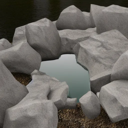 Image similar to floating rock, Hiroaki Tsutsumi style