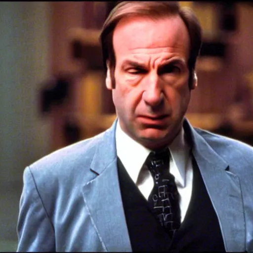 Image similar to saul goodman slow - motion dodging a bullet in the matrix ( 1 9 9 9 )