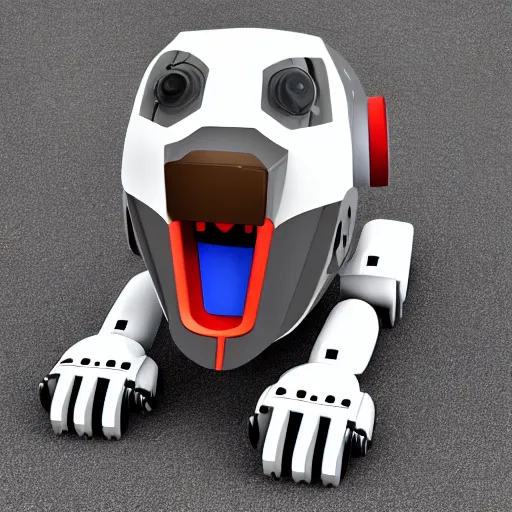 Prompt: robotic bearded collie that's a robot goes to school to get smart. digital art, 3 d render, comedy, scifi. fetch. arf.