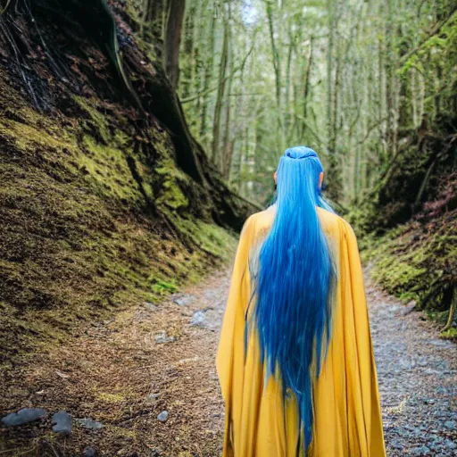 Image similar to rimuru tempest, young man blue hair yellow eyes, canon eos r 3, f / 1. 4, iso 2 0 0, 1 / 1 6 0 s, 8 k, raw, unedited, symmetrical balance, in - frame