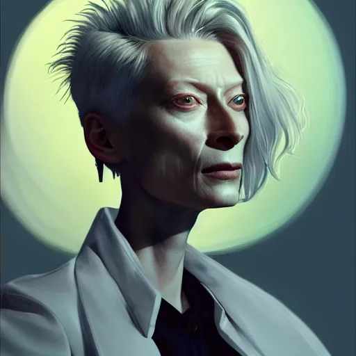 Image similar to hyperdetailed portrait of androgynous tilda swinton as desire of the endless, the sandman, made by caravaggio stanley artgerm lau wlop rossdraws artstation cgsociety concept art cgsociety octane render