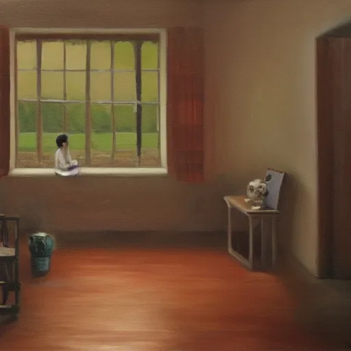 Prompt: oil painting of loneliness