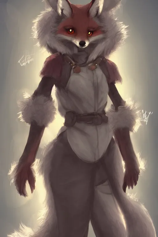 Image similar to an anthropomorphic medieval fox with a fluffy tail, backlighting, trending on artstation, digital art, furry art, trending on furaffinity, fantasy art, by kawacy