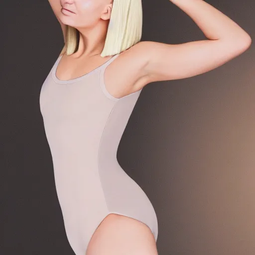 Image similar to sia furler wearing a skin colored leotard artistic photoshoot from behind