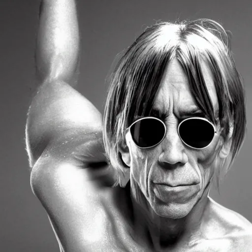 Prompt: Robot Iggy Pop 80% robot 20%man