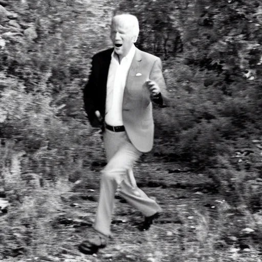 Image similar to terrified infrared trailcam footage of Joe Biden running from predator