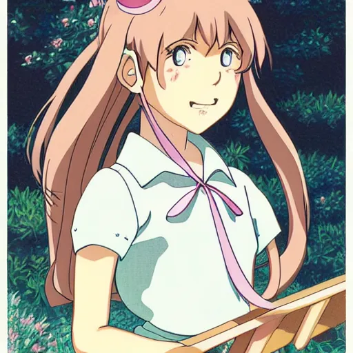 Image similar to young girl by studio ghibli, detailed, manga, illustration