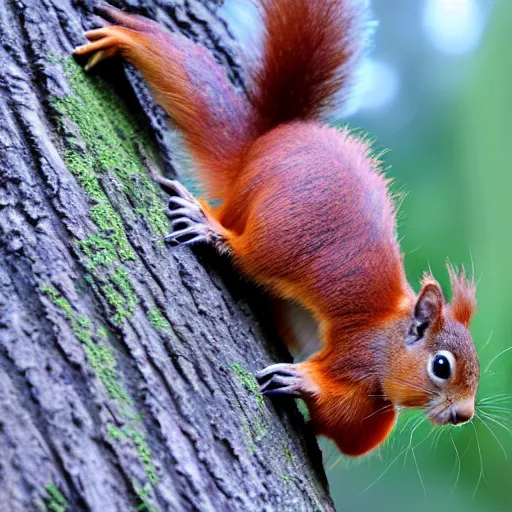 Prompt: red squirrel wearing a green jacket