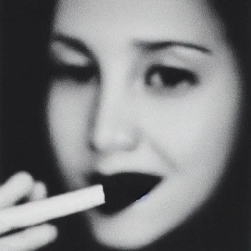 Image similar to Professional close-up photo of female mouth with a cigarette, retro, kodak film photo