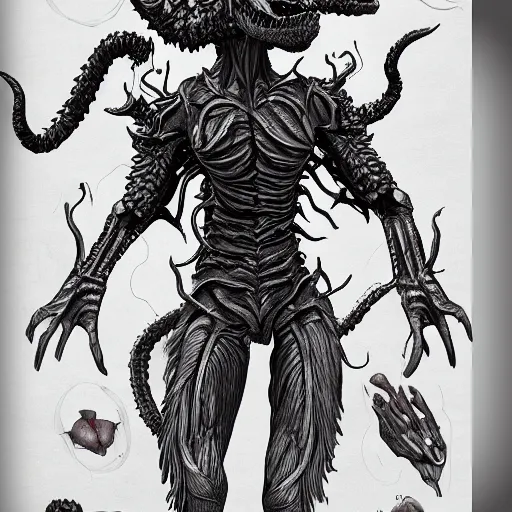 Image similar to an anatomy study of a Demogorgon