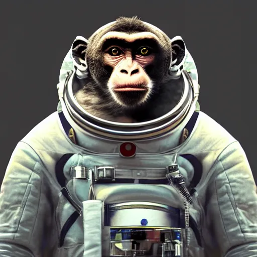 Prompt: photorealistic monkey astronaut, dynamic lighting, hyper realistic, concept art, portrait, realism, reflection