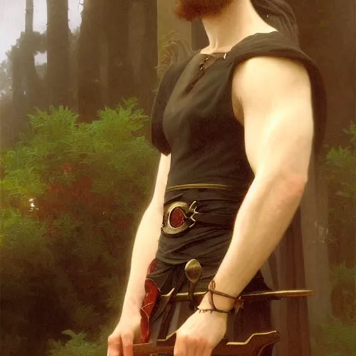 Prompt: a fantasy portrait painting of a half - elf gentleman, art greg rutkowski and william - adolphe bouguereau