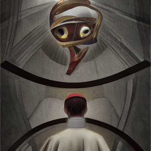 Prompt: Pope, Secrets inside the Vatican, Horror,Trending artstation, cinematográfica, digital Art