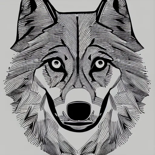 Image similar to professional but simple line art of a wolf, outline, high quality, HD, 8K, award-winning