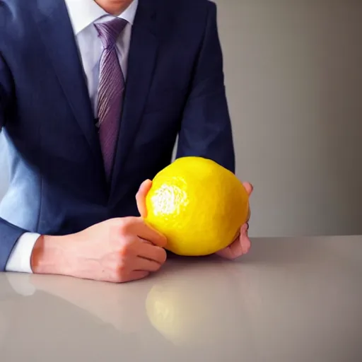 Image similar to a lemon wearing a suit