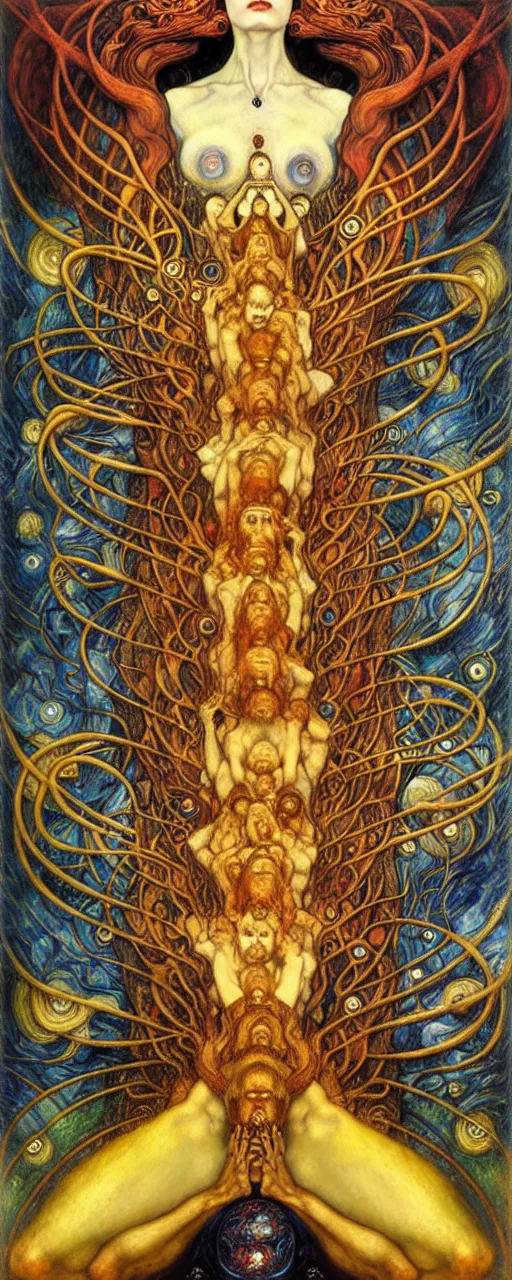 Image similar to Divine Chaos Engine by Karol Bak, Jean Delville, William Blake, Gustav Klimt, and Vincent Van Gogh, symbolist, visionary