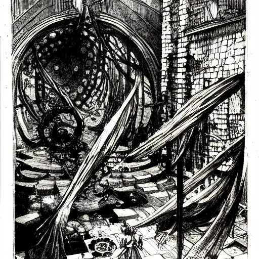 Prompt: the alchemical art of etching by master anders zorn. a lovecraftian horror destroying a city. ink highly detailed lines