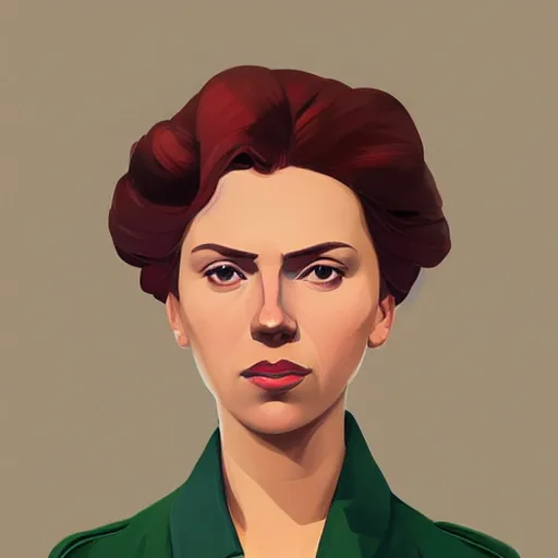 Image similar to face icon stylized minimalist young soviet russian bolshevik leader nadezhda konstantinovna krupskaya played by scarlett johansson, loftis, cory behance hd by jesper ejsing, by rhads, makoto shinkai and lois van baarle, ilya kuvshinov, rossdraws global illumination