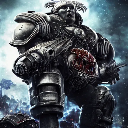 Prompt: Portrait of donald trump as the emperor of humanity from warhammer 40k in Gears of War, splash art, movie still, detailed face, photorealistic facial features, cinematic lighting, dramatic, octane render, long lens, shallow depth of field, bokeh, anamorphic lens flare, 8k, hyper detailed, 35mm film grain