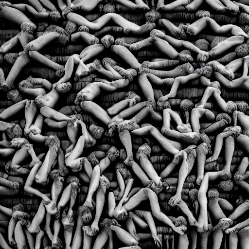 Image similar to a wall of bodies merge together, stunning photograph, micro macro autofocus