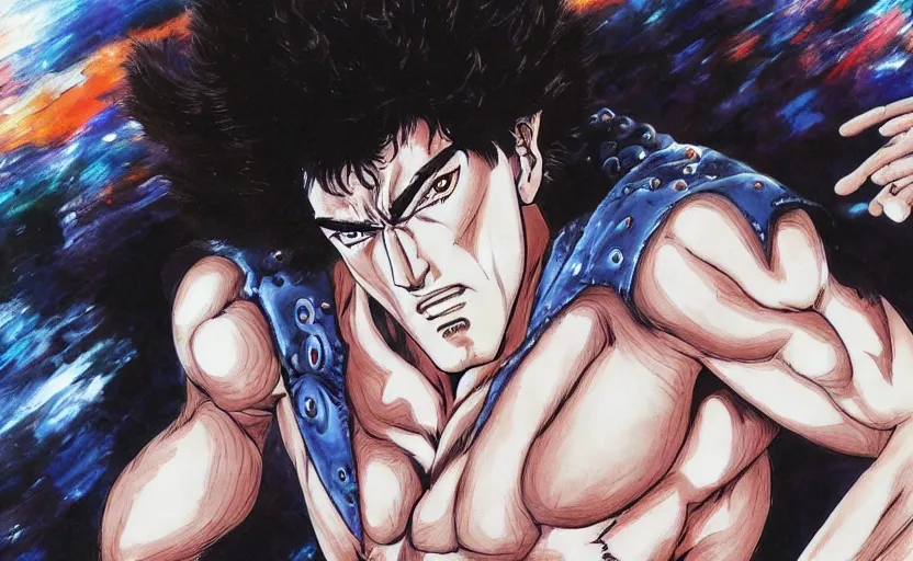 Image similar to a portrait of kenshiro from the manga hokuto no ken, digital painting masterpiece, painted by joji morikawa, by osamu tezuka, by yukito kishiro, by ikuto yamashita, 4 k wallpaper, beautiful, gorgeous