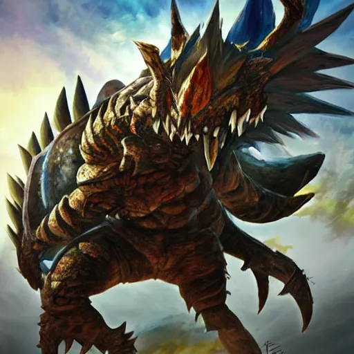 Image similar to monster from monster hunter rise, art