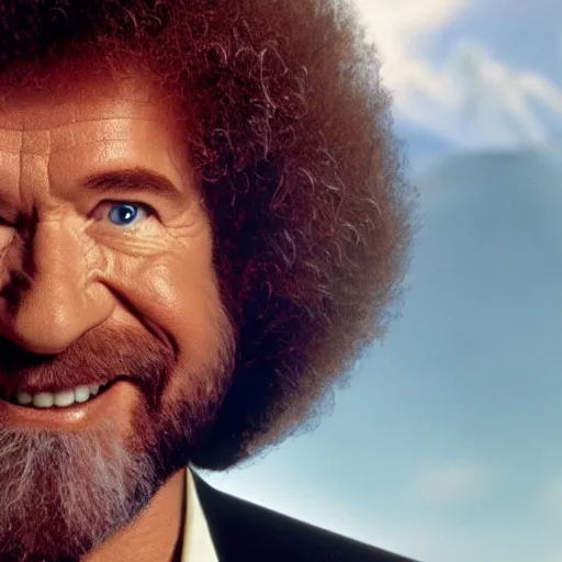 Prompt: a still of Bob Ross as Ironman