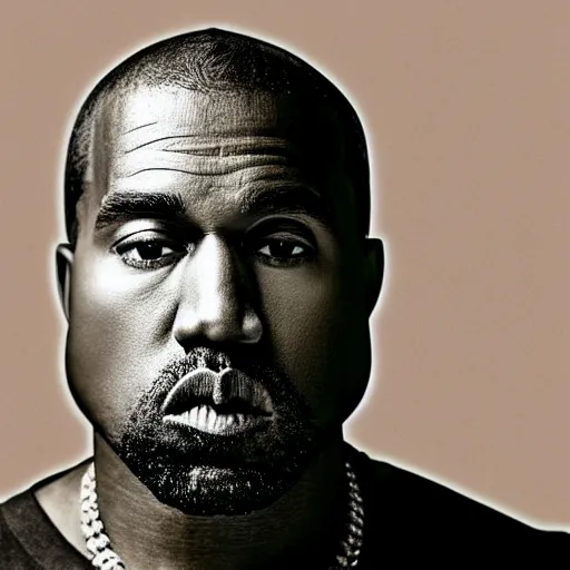 Prompt: a face of kanye west made of congee, michelin star photography