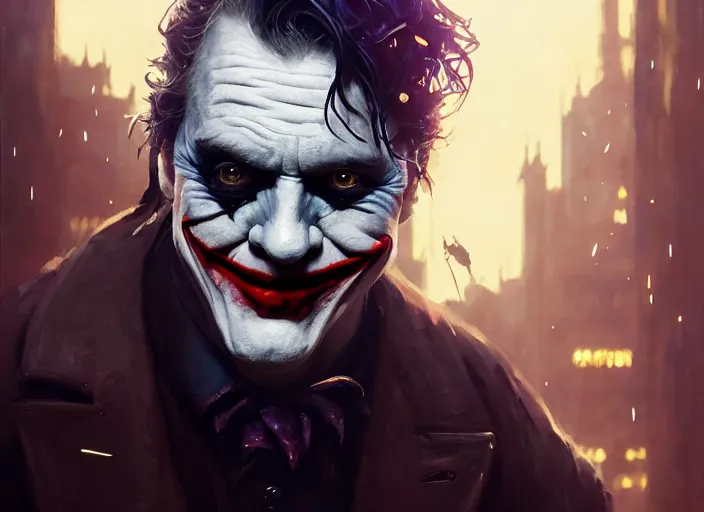 Image similar to highly detailed portrait of mark hamil as the joker, in batman : arkham knight, stephen bliss, unreal engine, fantasy art by greg rutkowski, loish, rhads, ferdinand knab, makoto shinkai and lois van baarle, ilya kuvshinov, rossdraws, tom bagshaw, global illumination, radiant light, detailed and intricate environment