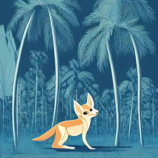 Image similar to fennec fox, clean cel shaded vector art. shutterstock. behance hd by lois van baarle, artgerm, helen huang, by makoto shinkai and ilya kuvshinov, rossdraws, illustration, foolish palm trees